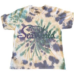Vintage SeaWorld Tie-Dye T-Shirt Unisex XS Multicolor Graphic Print